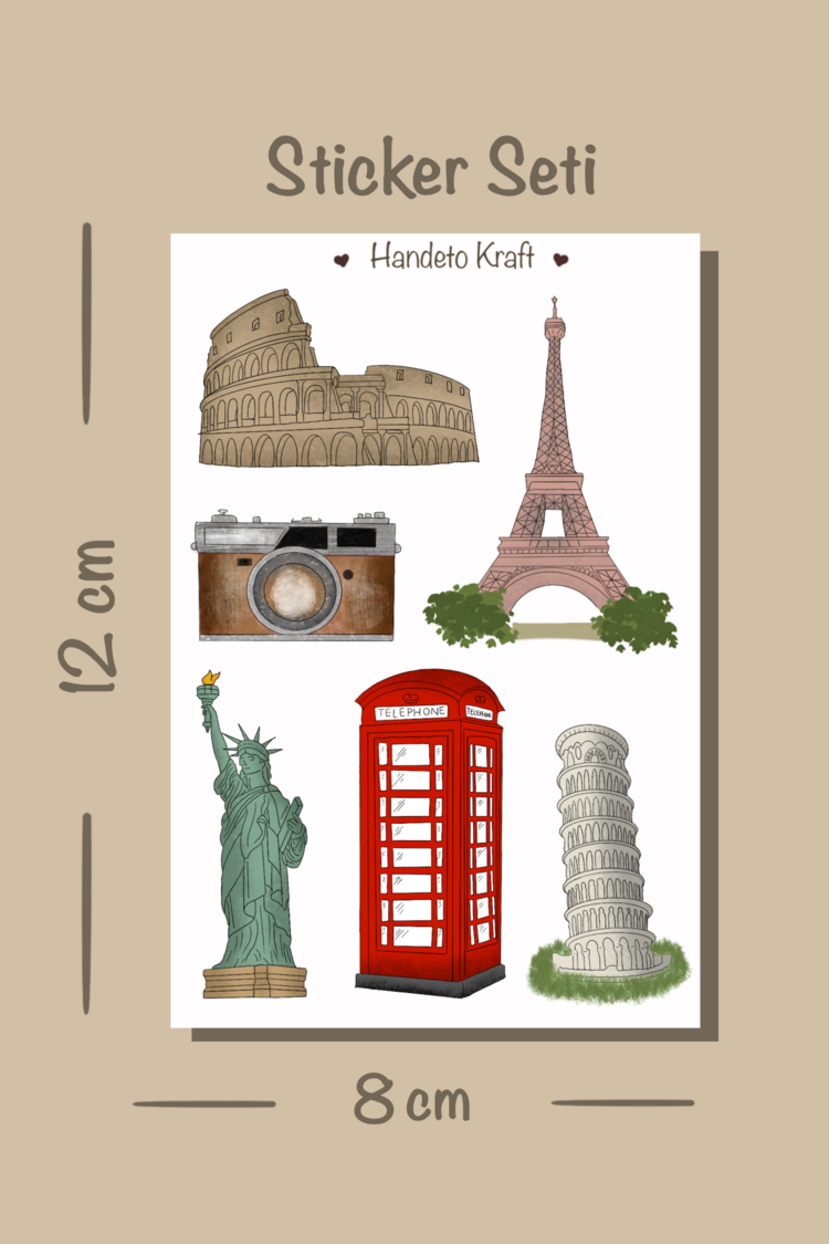 Yarı şeffaf 4lü Çoklu Valiz Sticker Seti, 8x12 cm