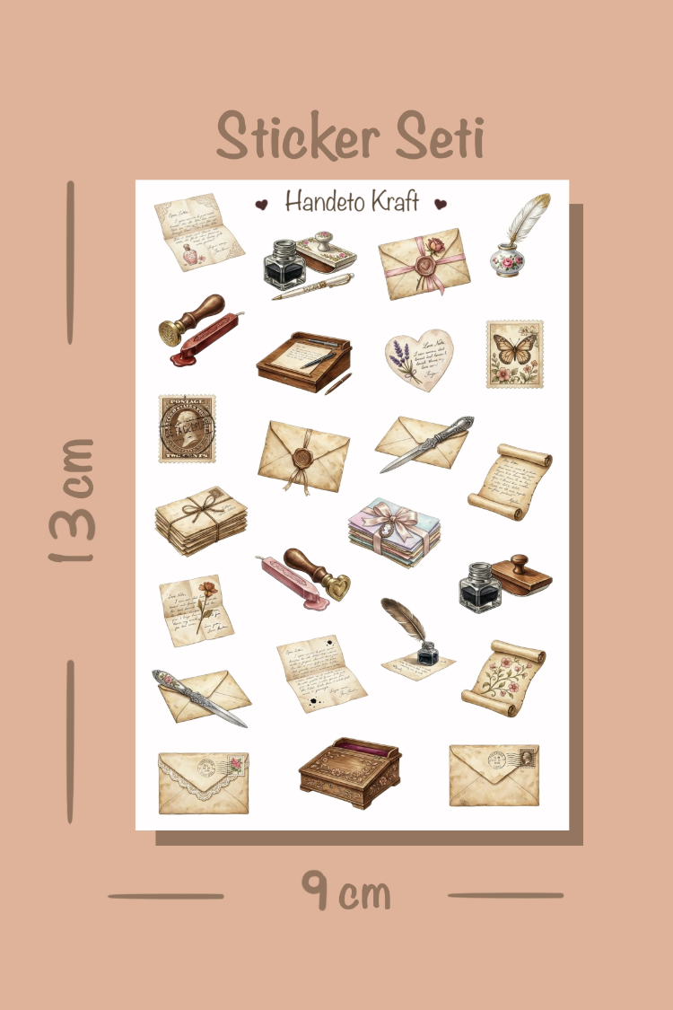 4'lü Vintage Sticker Seti, Planner Etiket, Çıkartma, Ajanda Sticker, Journal Sticker