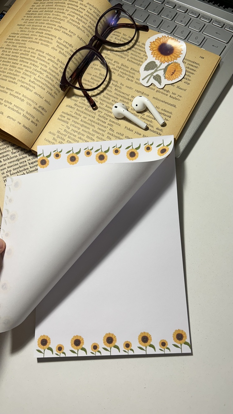 Ayçiçek temalı notepad