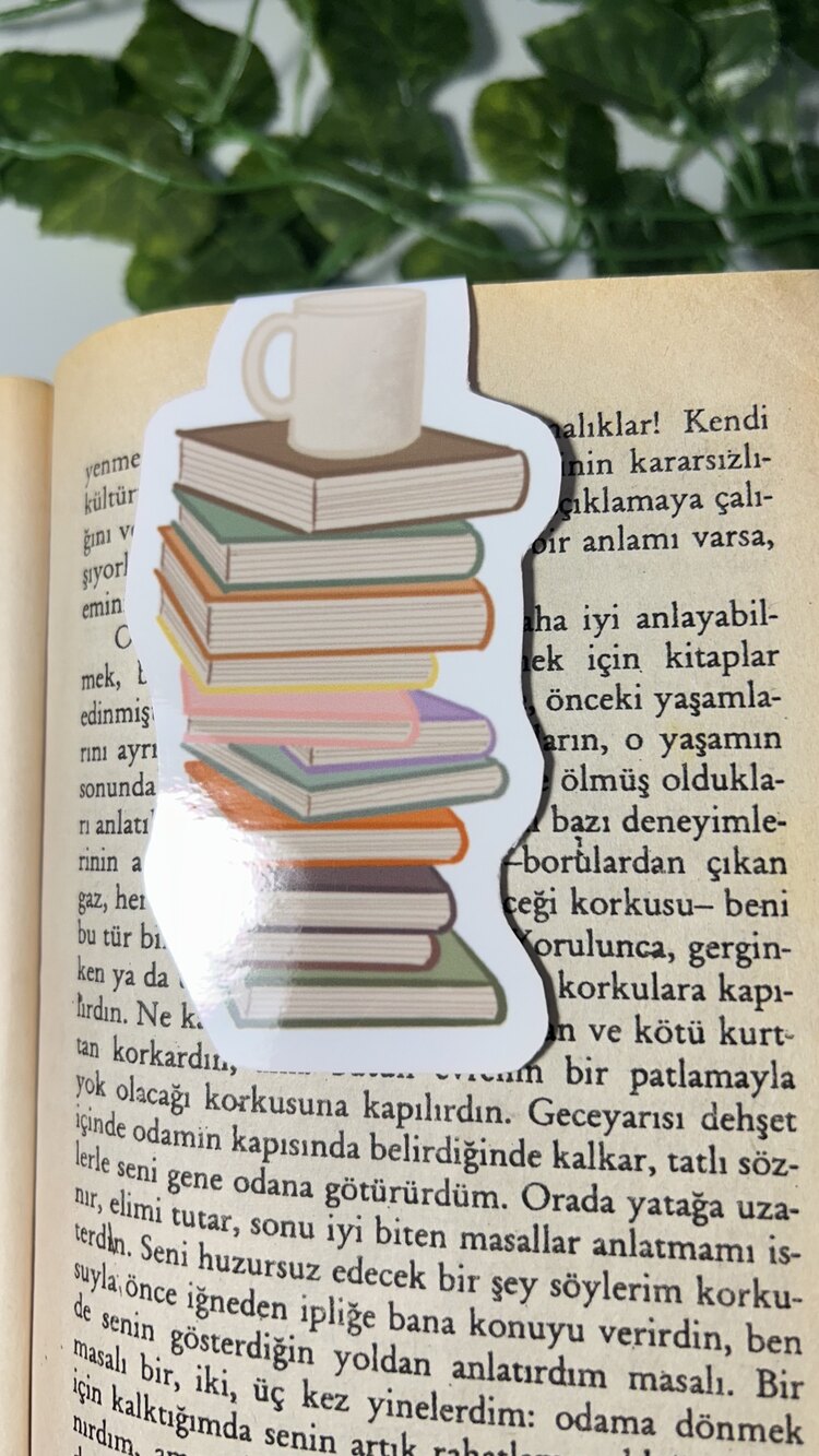 Kitap kahve mıknatıslı kitap ayracı
