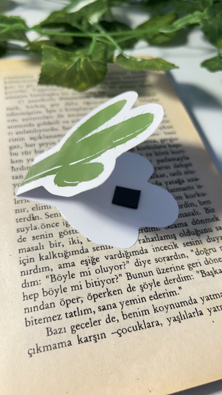 Kaktüs mıknatıslı kitap ayracı