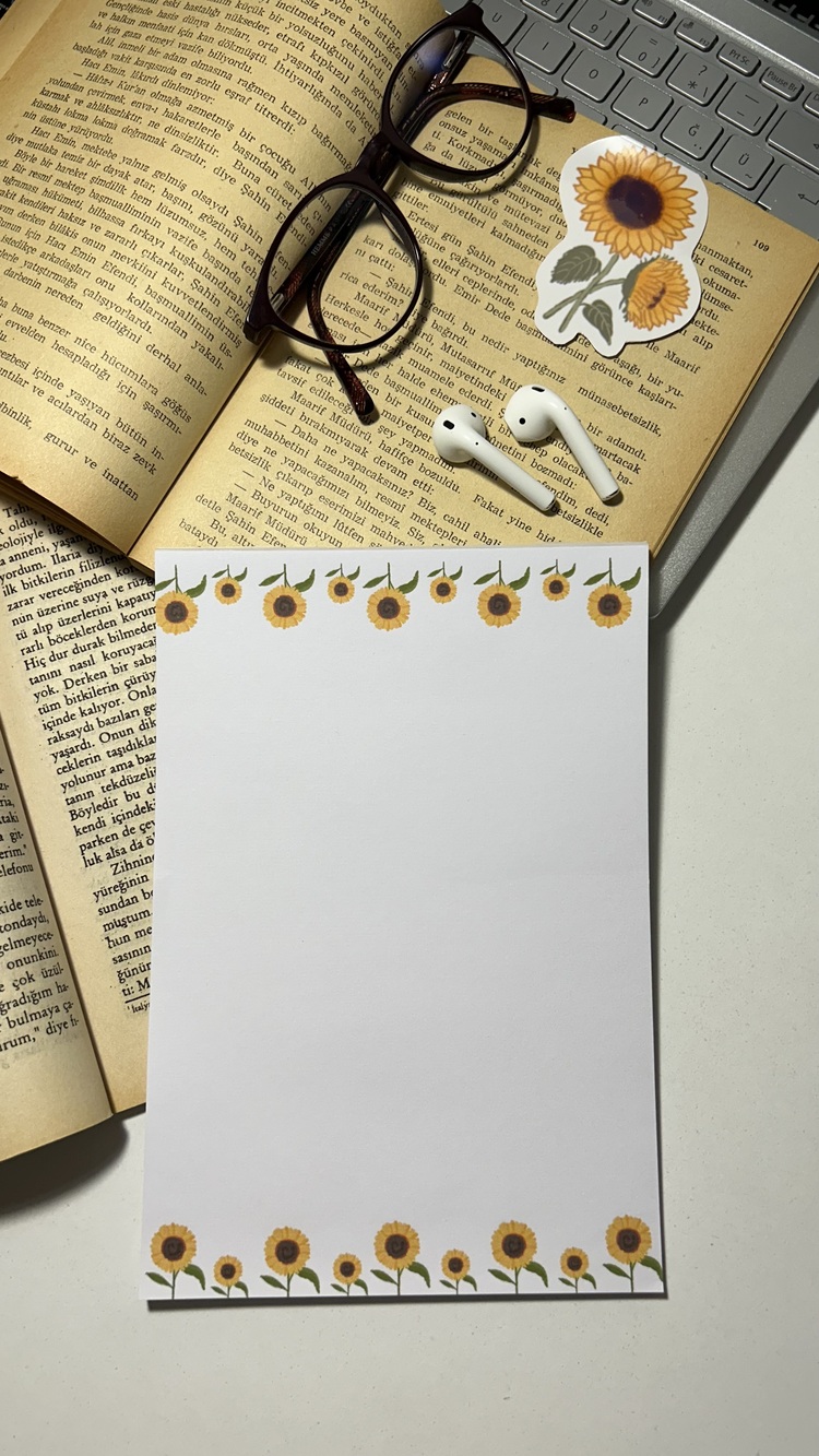 Ayçiçek temalı notepad