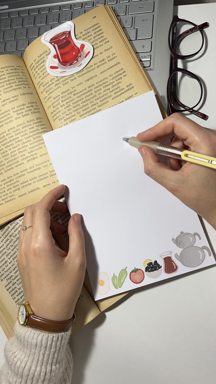 Kahvaltı temalı notepad