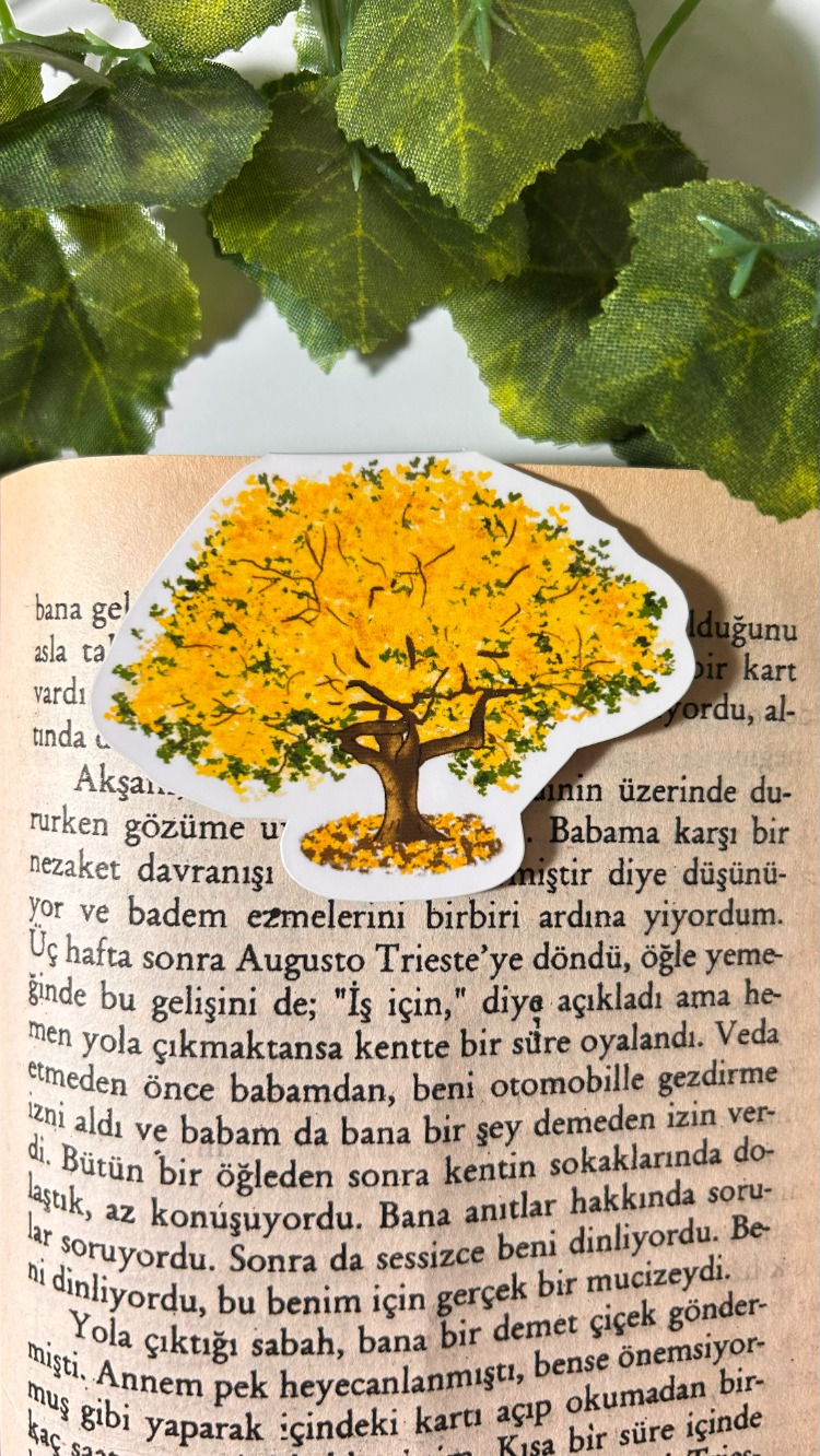 Mıknatıslı Sarı Ağaç kitap ayracı, Magnetli kitap ayracı, Manyetik kitap ayracı