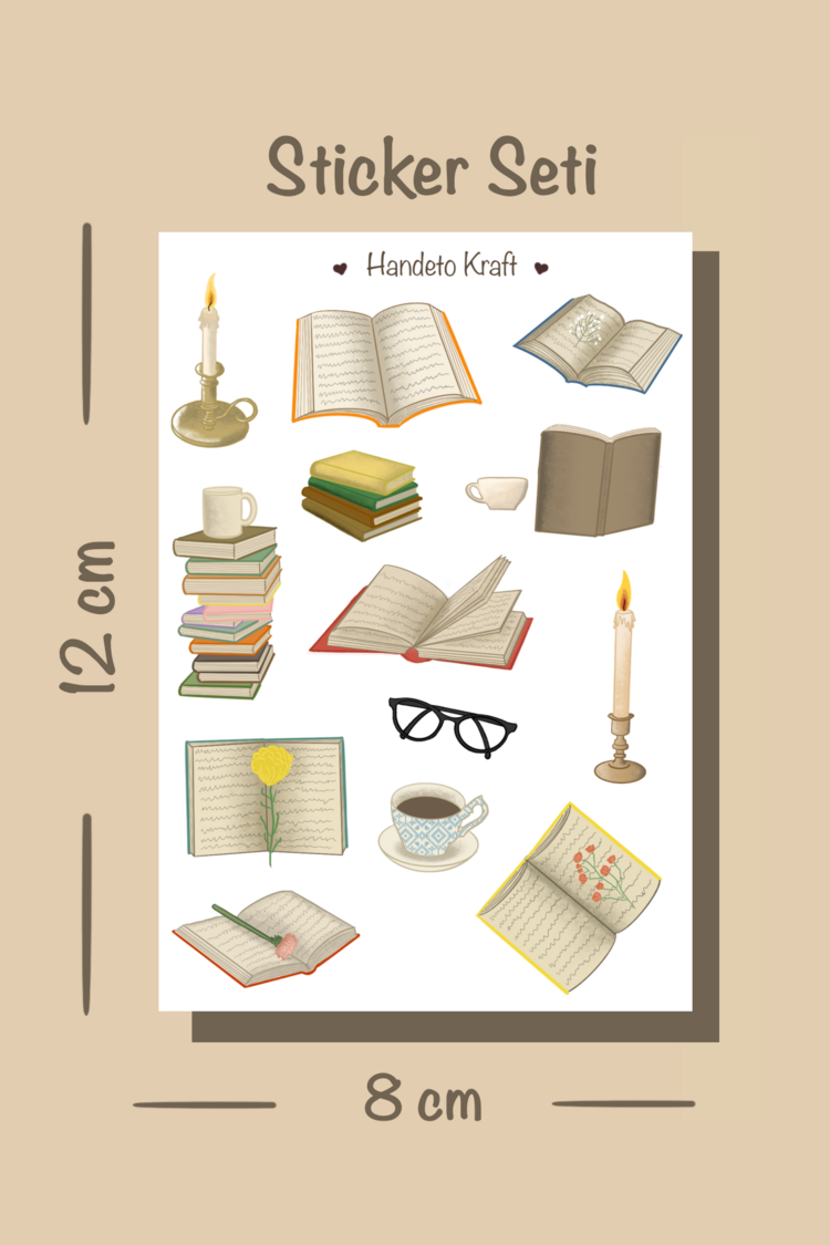 Vintage sticker seti 4'lü Set, 8x12 cm, çıkartma, bullet journal, scrapbook, kolaj, etiket