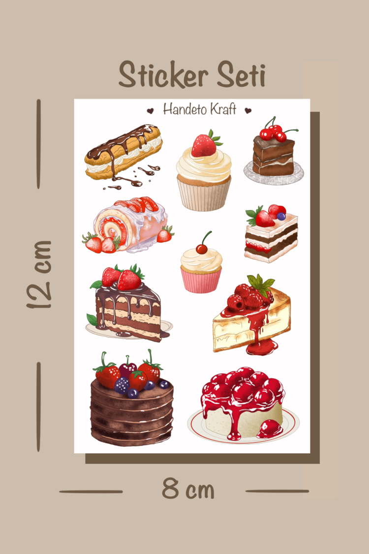 Tatlı / pasta temalı sticker seti