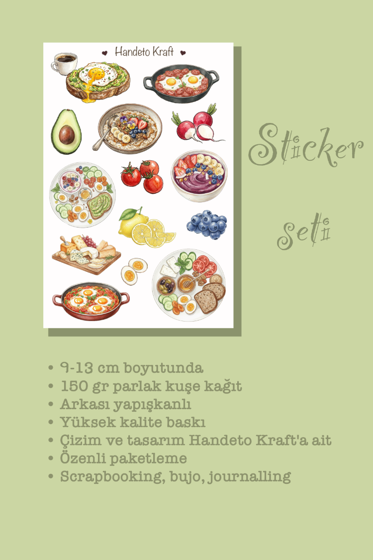 Kahvaltı Temalı Sticker Seti Çıkartma Scrapbook Bullet Journal Etiket Ajanda Planner stikır