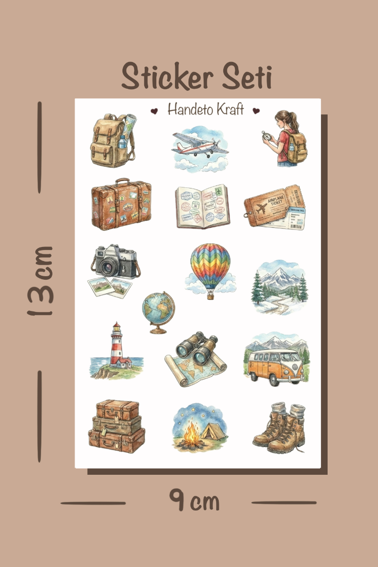 8'li Hobi ve Mod Sticker Seti, Planner Etiket, Çıkartma, Çoklu Sticker, Journal Sticker