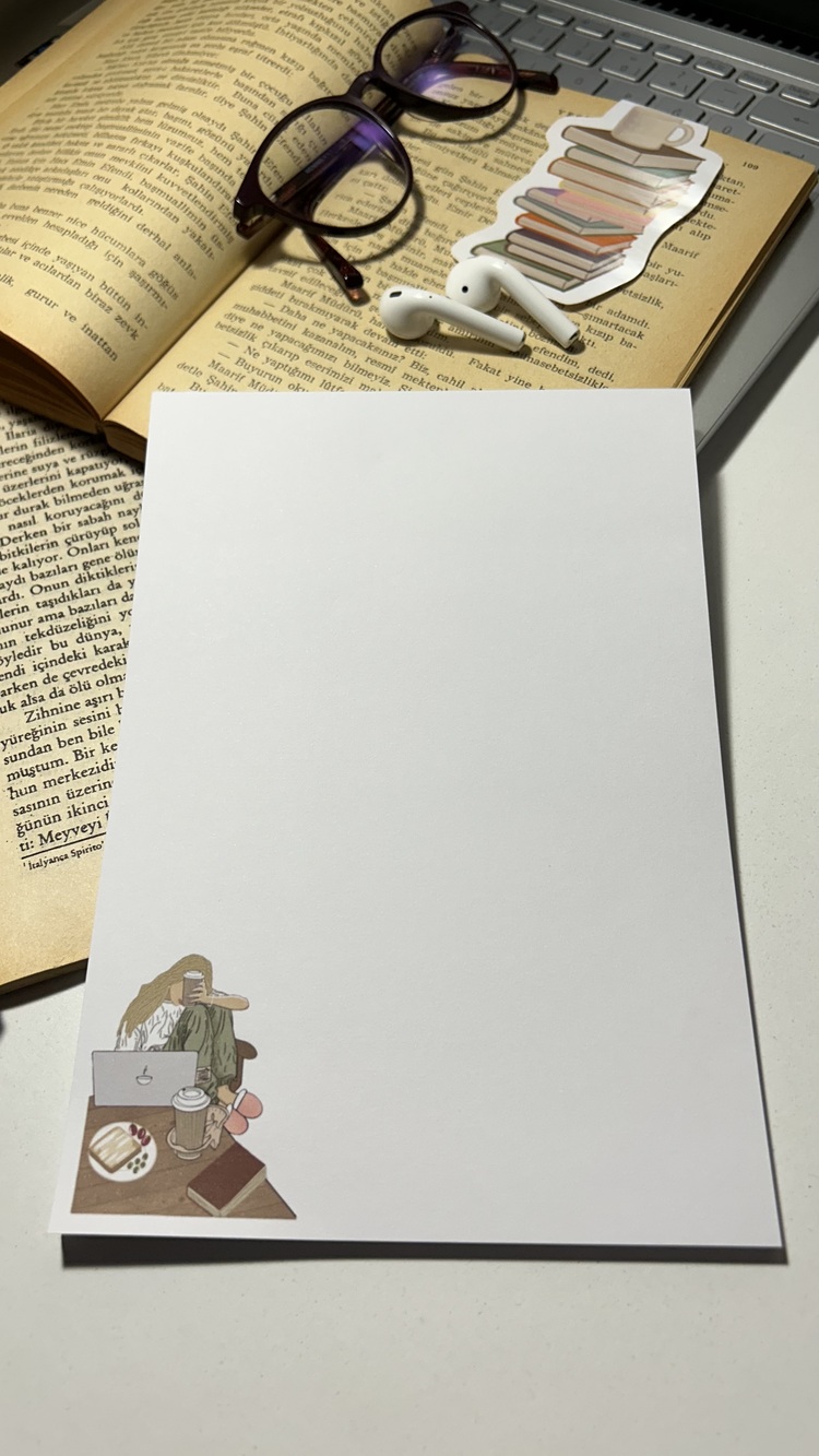Kahve ve iş temalı notepad/memopad