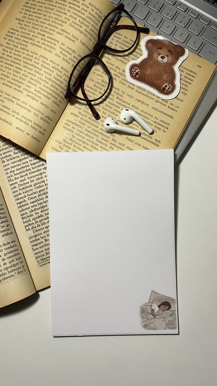 Uykucu temalı notepad/memopad