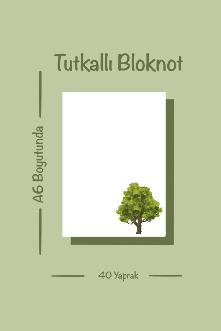 Ağaç Temalı Notepad Çek Kopar Defter, Tutkallı Bloknot, A6, Çizgisiz Defter