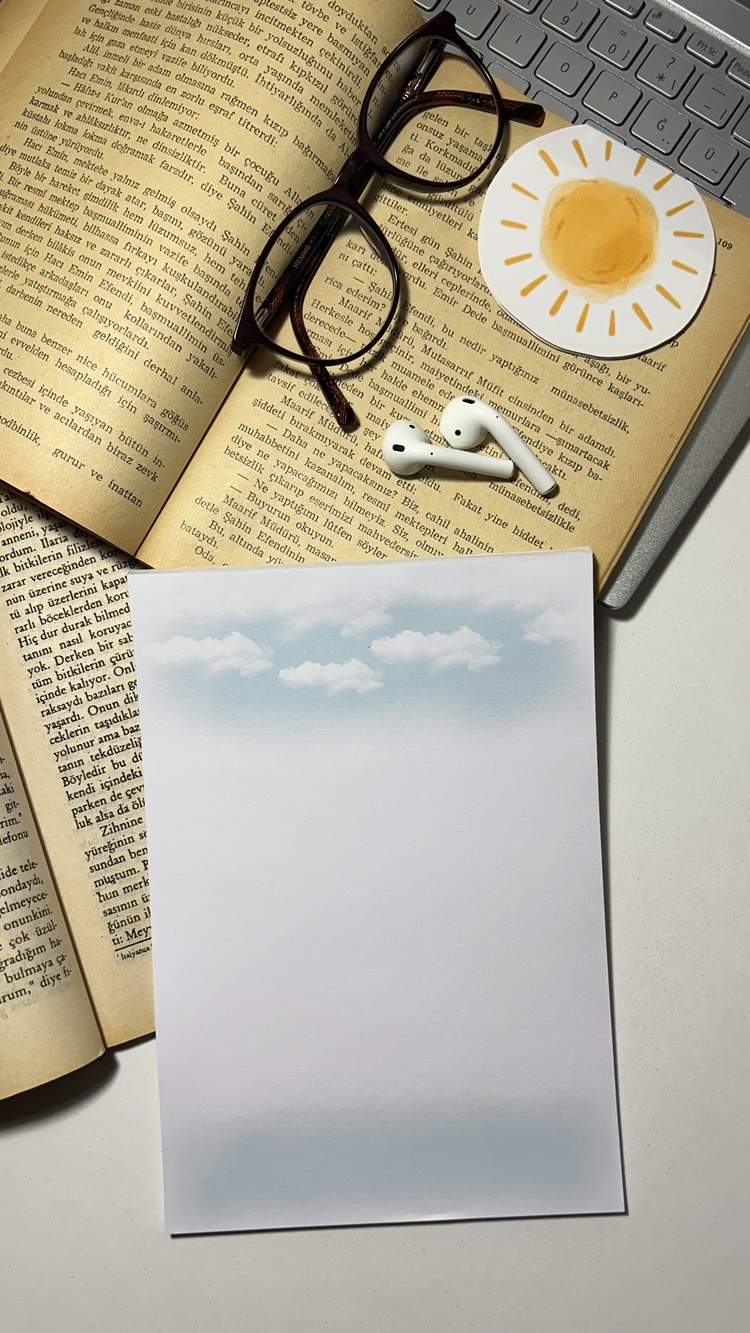 Bulut temalı notepad/memopad