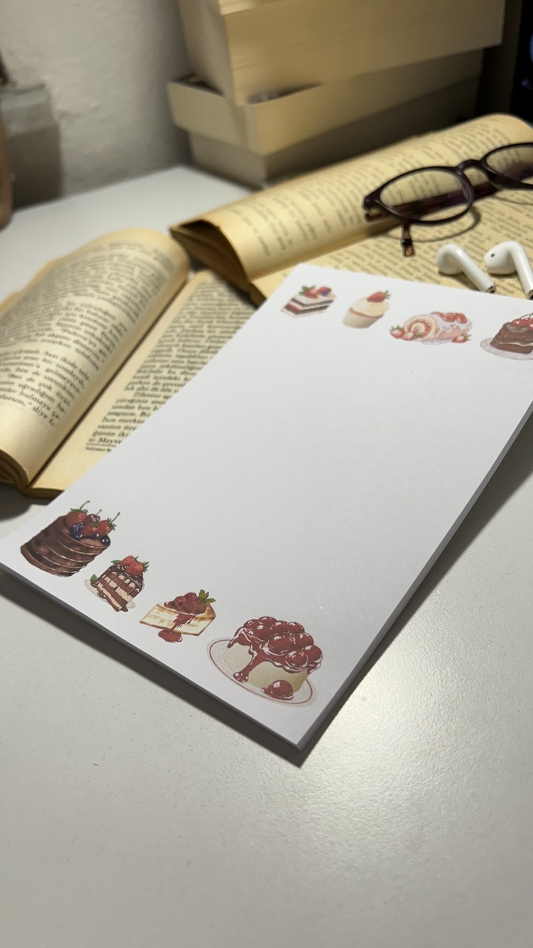 Tatlı / pasta temalı notepad /Çek kopar not defteri