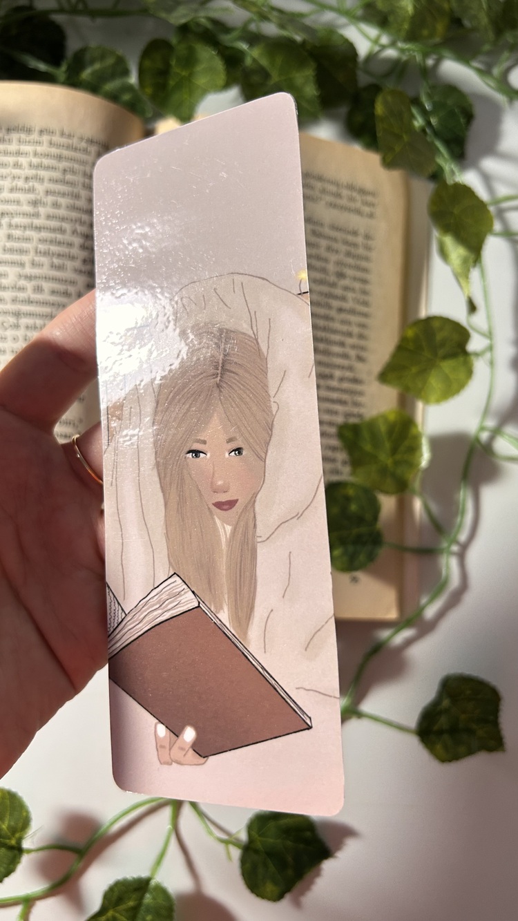 Yorgan ve kitap temalı kitap ayracı