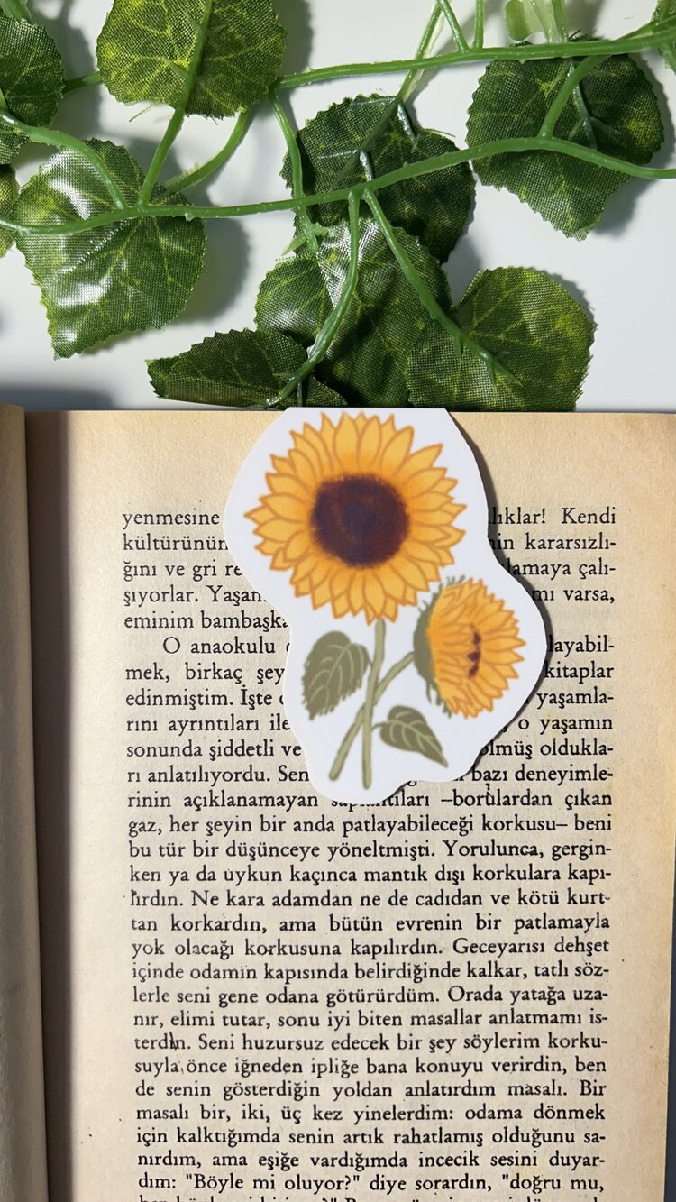Ay çiçeği mıknatıslı kitap ayracı