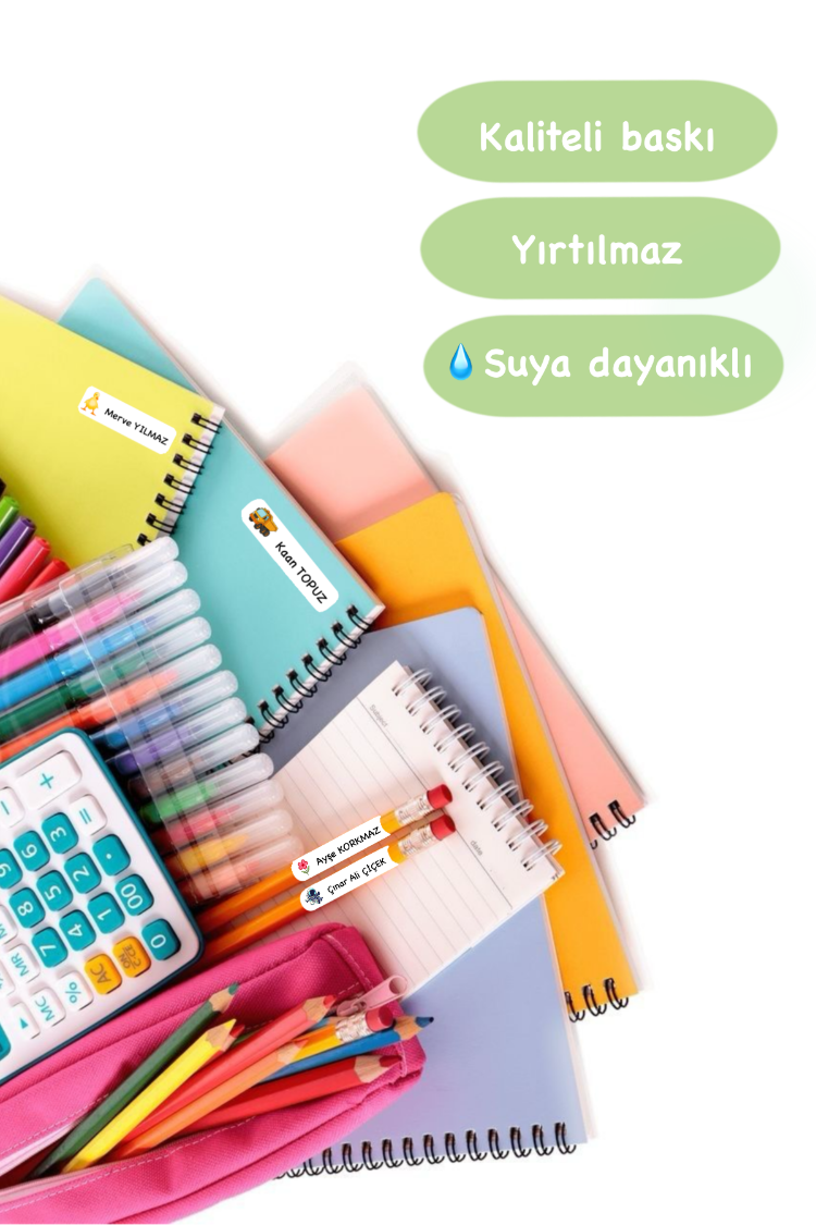 72 Adet Kelebek Temalı Kişiye Özel Okul Etiketi İsim Yazılabilen Etiket Kalem Defter Etiket