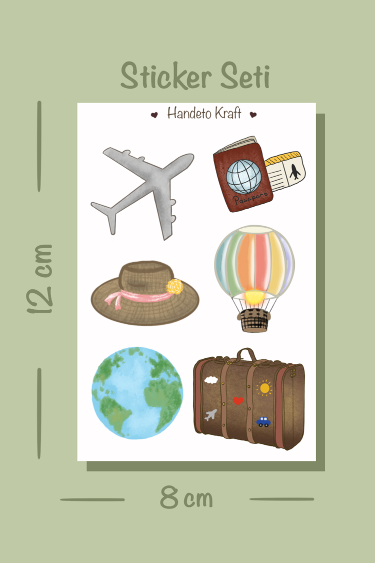Yarı şeffaf 4lü Çoklu Valiz Sticker Seti, 8x12 cm