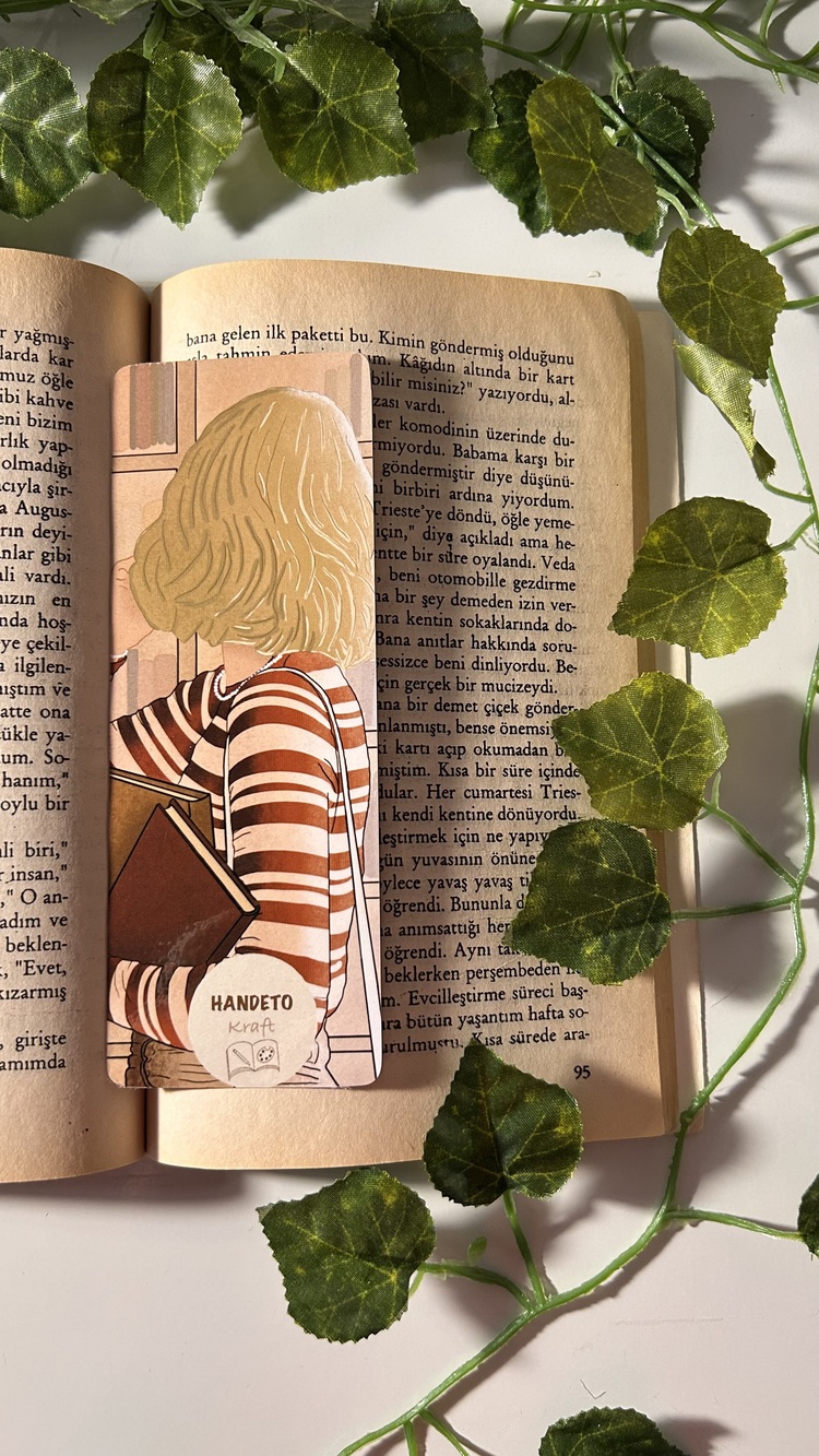 Çoklu kitap ayracı, 4 adet, el yapımı kısa sarı saç temalı