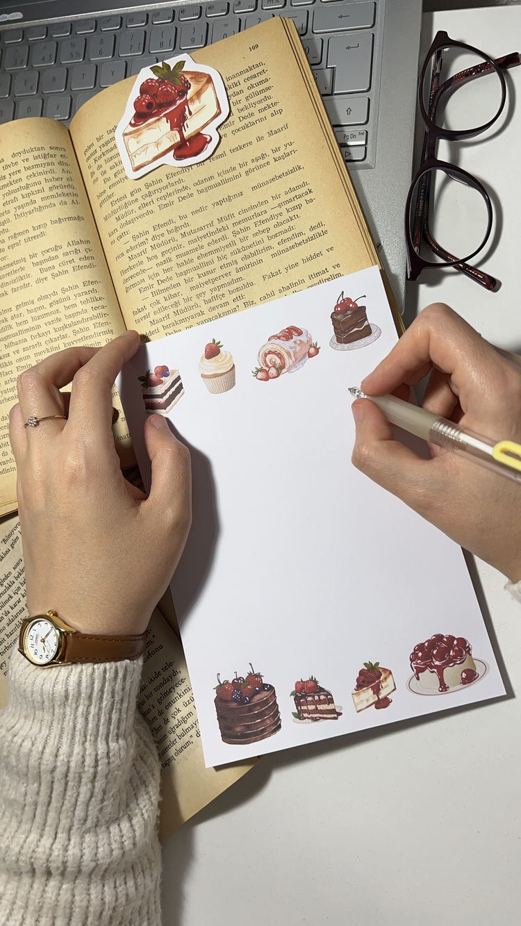 Tatlı / pasta temalı notepad /Çek kopar not defteri