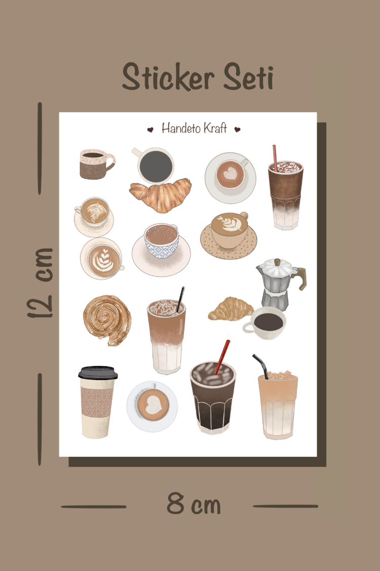 4'lü Çay ve Kahve Sticker Seti, Türk Kahvesi Sticker, Journal Sticker