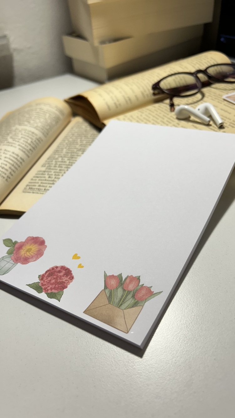 Pembe çiçek temalı notepad /Çek kopar not defteri
