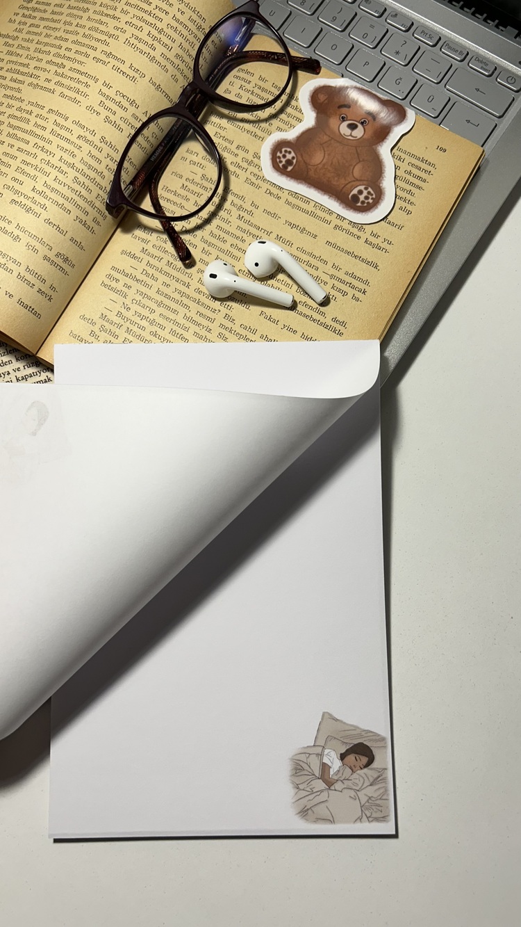 Uykucu temalı notepad/memopad