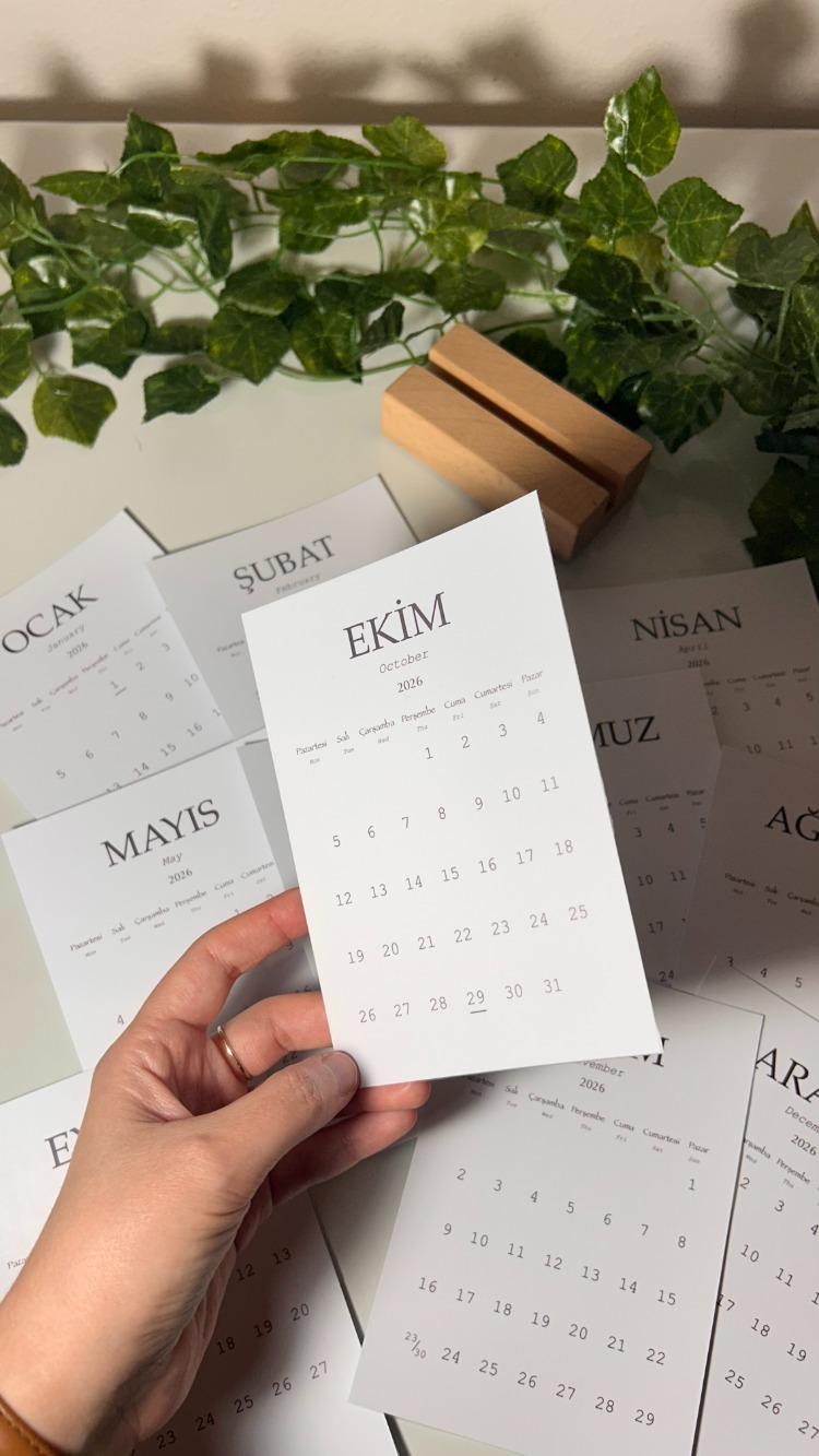 2026 sade masa takvimi, minimalist takvim modern takvim yılbaşı hediyesi