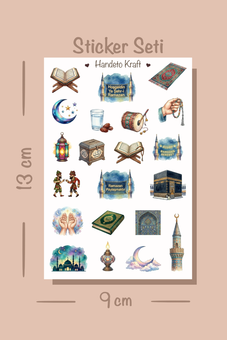 4'lü Ramazan Temalı Sticker Seti, Planner Etiket, Çıkartma, Çoklu Sticker, Journal Sticker