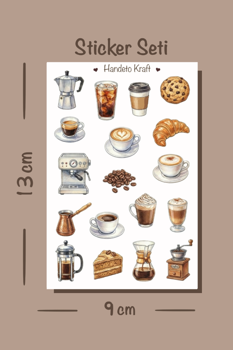 4'lü Çay ve Kahve Sticker Seti, Türk Kahvesi Sticker, Journal Sticker