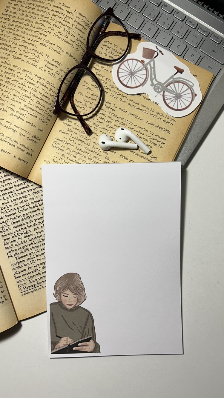 Yazı Temalı Notepad Çek Kopar Defter, Tutkallı Bloknot, A5, Çizgisiz Defter