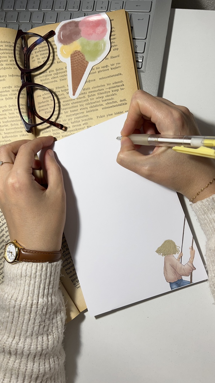 Salıncak temalı notepad/memopad