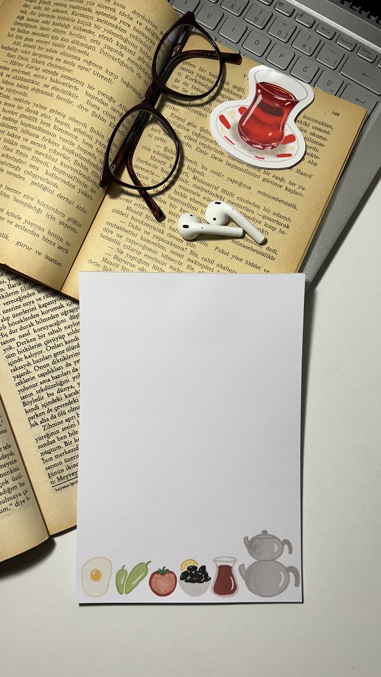 Kahvaltı temalı notepad