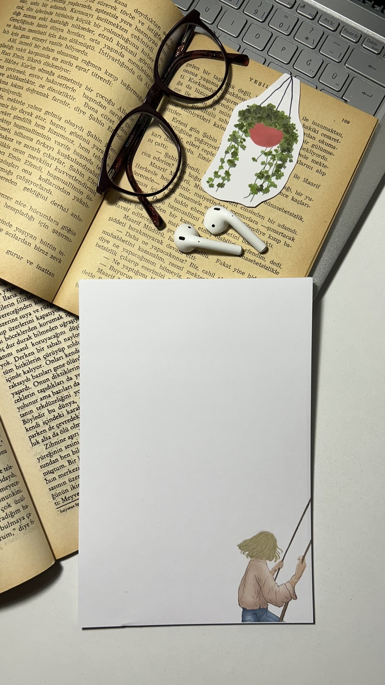 Salıncak temalı notepad/memopad
