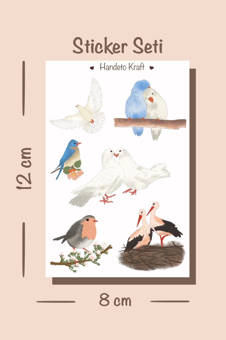 Kuş temalı sticker seti