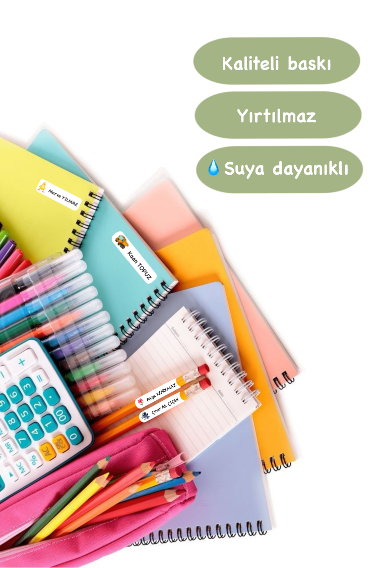 72 Adet Safari Temalı Kişiye Özel Okul Etiketi İsim Yazılabilen Etiket Kalem Defter Etiket