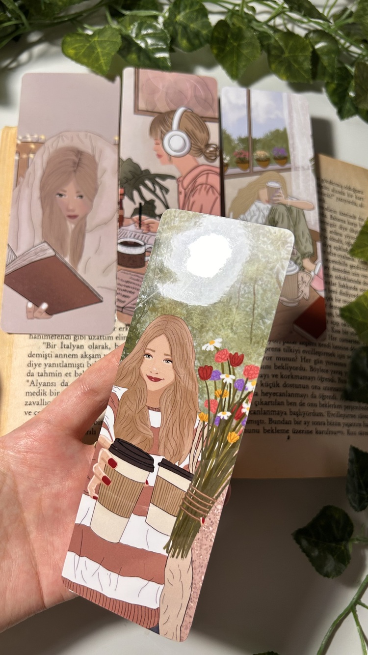 Çoklu kitap ayracı, 4 adet, El yapımı, uzun sarı saç