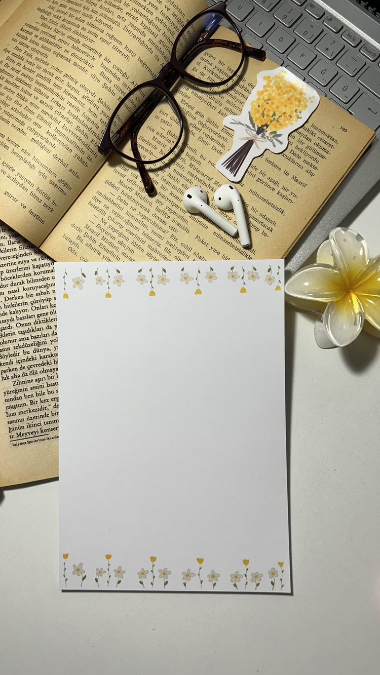 Papatya temalı notepad/memopad