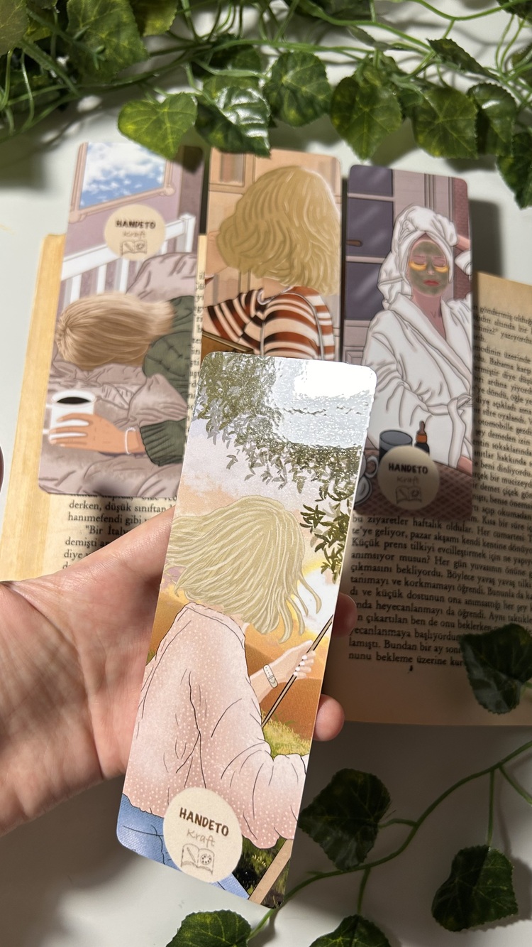 Çoklu kitap ayracı, 4 adet, el yapımı kısa sarı saç temalı