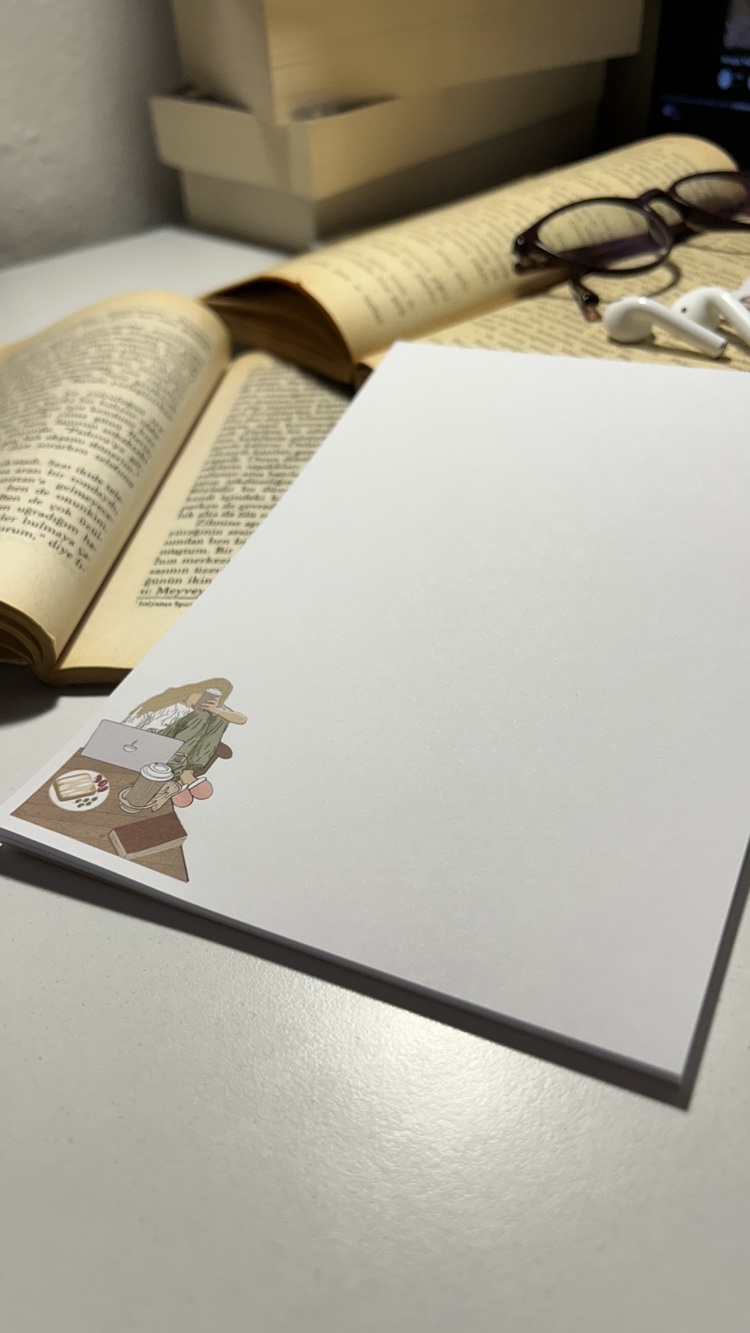 Kahve ve iş temalı notepad/memopad