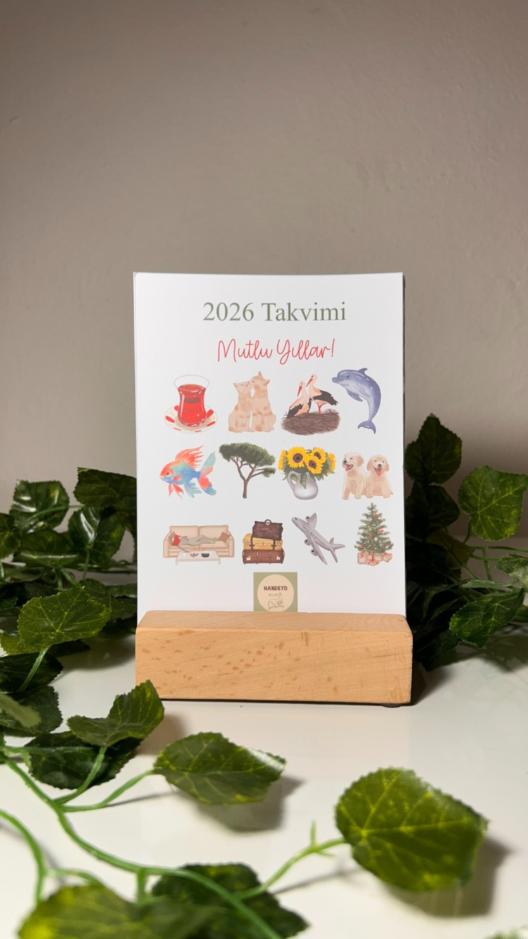 2026 renkli masa takvimi ahşap tabanlı masa takvimi