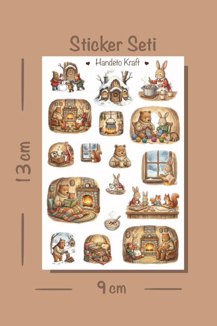 Sevimli Hayvanlar temalı çoklu Sticker, 8li sticker, 9x13 cm