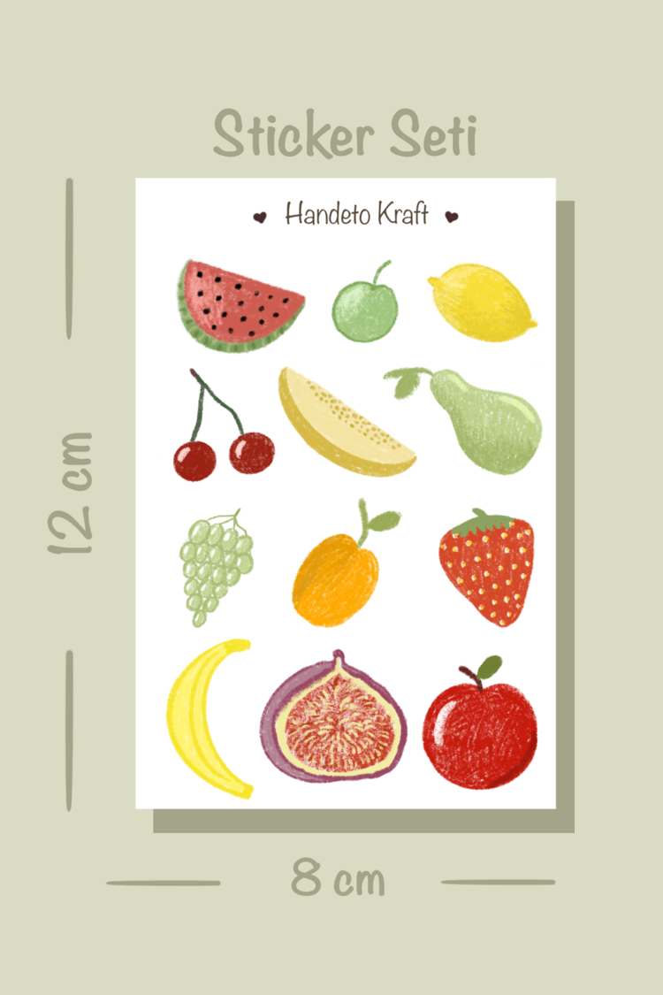 Yiyecek temalı 4lü Çoklu Sticker Seti, 8x12 cm, çıkartma, bullet journal, scrapbook, etiket