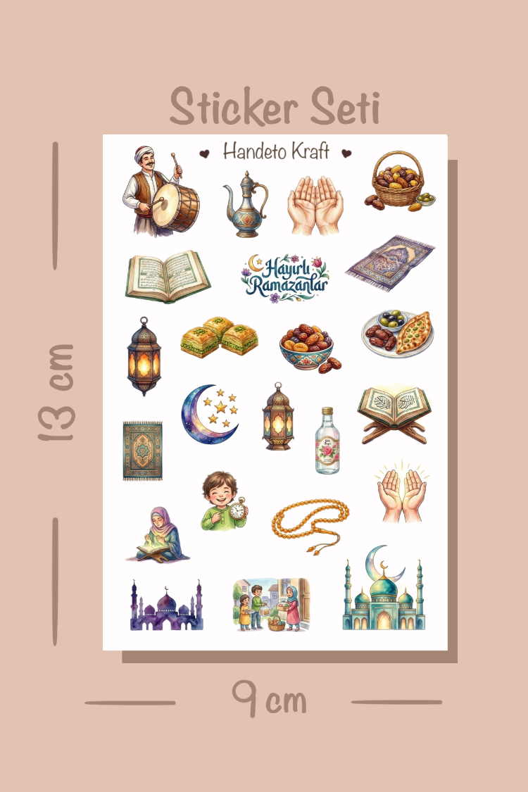4'lü Ramazan Temalı Sticker Seti, Planner Etiket, Çıkartma, Çoklu Sticker, Journal Sticker