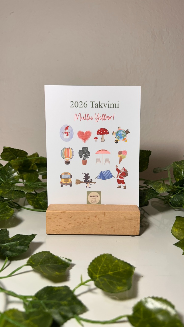 2026 takvim, ahşap tabanlı masa takvimi, 2026 masa takvimi, ahşap tabanlıklı takvim