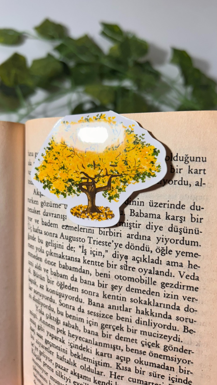 Mıknatıslı Sarı Ağaç kitap ayracı, Magnetli kitap ayracı, Manyetik kitap ayracı