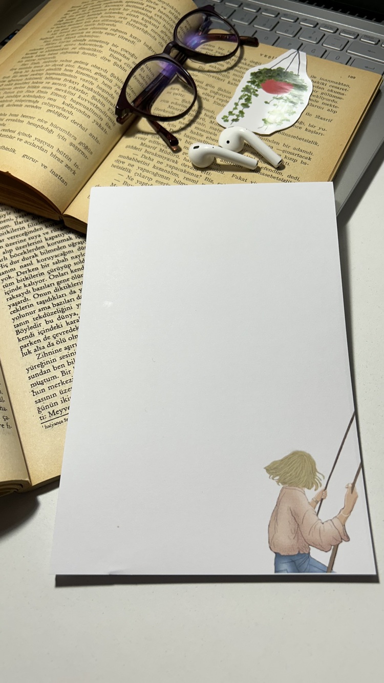 Salıncak temalı notepad/memopad