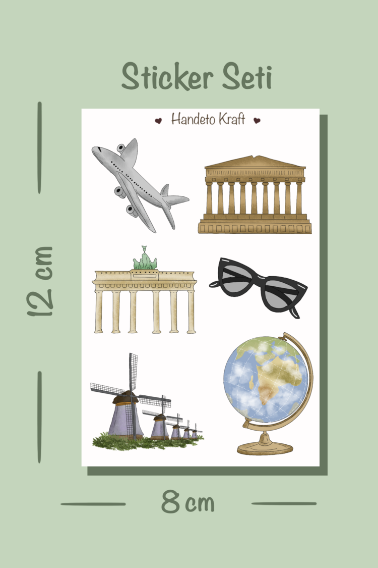 Yarı şeffaf 4lü Çoklu Valiz Sticker Seti, 8x12 cm