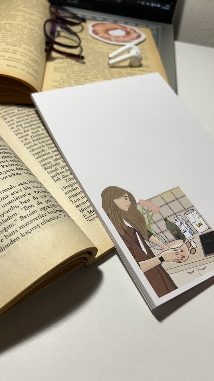 Mutfak Temalı Notepad Çek Kopar Defter, Tutkallı Bloknot, A5, Çizgisiz Defter