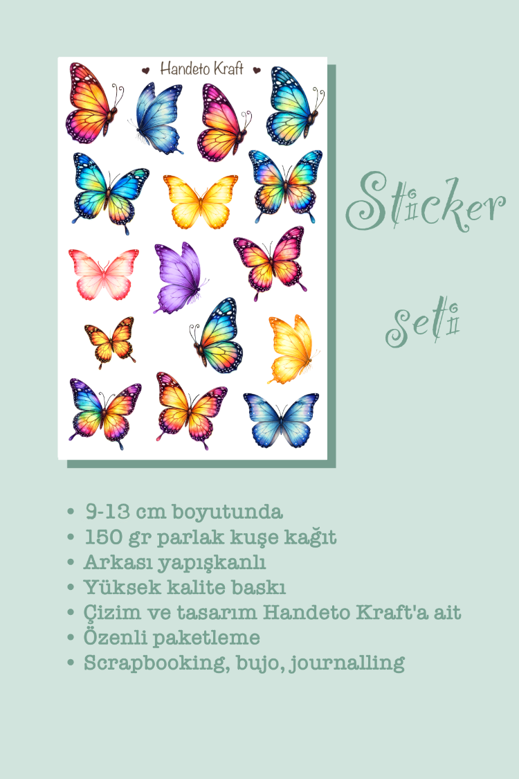 Kelebek Temalı Sticker Seti Çıkartma Scrapbook Bullet Journal Etiket Ajanda Planner stikır