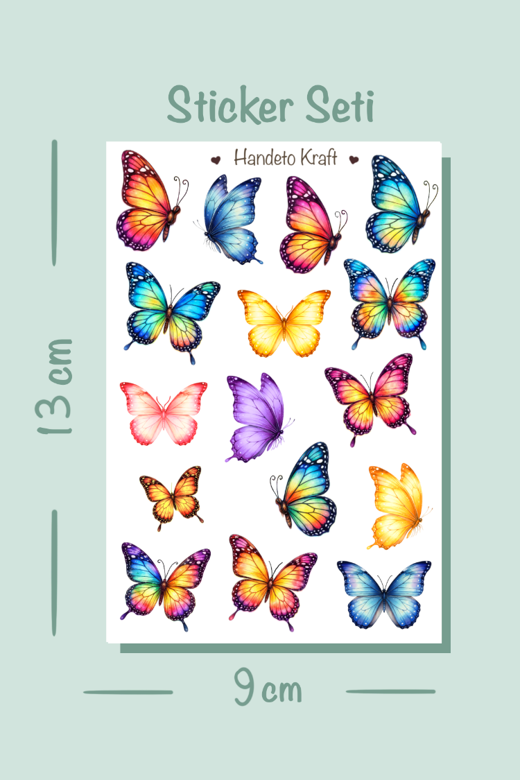 Kelebek Temalı Sticker Seti Çıkartma Scrapbook Bullet Journal Etiket Ajanda Planner stikır